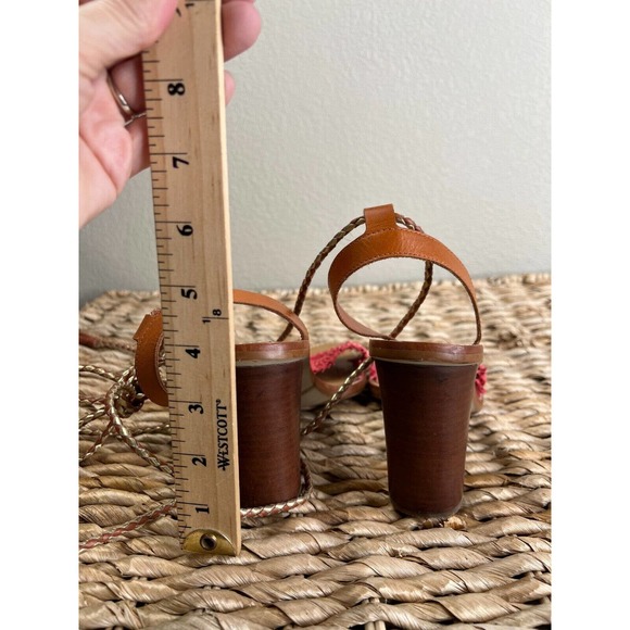 J.‎ Crew Women's Raffia Ankle-Tie High Heel Sandals Bohemian Fringe Boho 8.5 - Picture 8 of 14